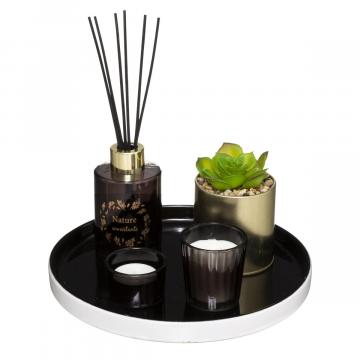 Coffret diffuseur parfum et bougie  Senteur Jasmin et Bambou  plateau céramique