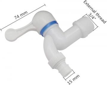 2 x Robinet quart de tour en plastique  3/4 + Ruban de PTFE
