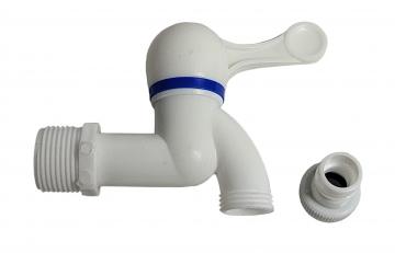 2 x Robinet quart de tour en plastique  3/4 + Ruban de PTFE