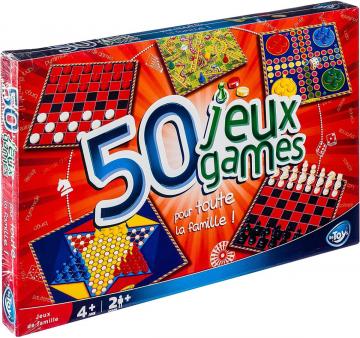 Boite 50 jeux de Société Roulette Morpions Echecs Dames Bingo Pyramide Solitaire