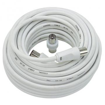 Câble coaxial TV 10 mètres + adaptateur