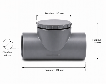 Clapet anti retour en PVC D40