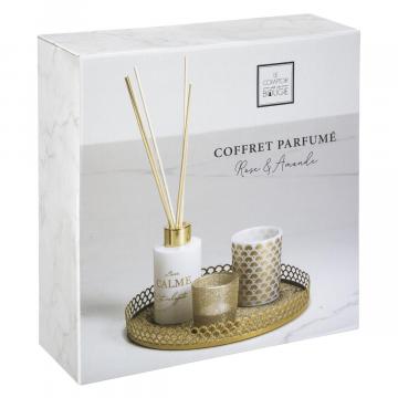 Coffret plateau doré diffuseur et bougie