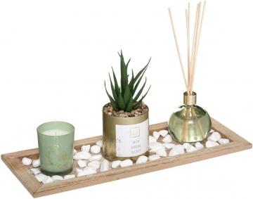 Coffret Senteur Eucalyptus Plateau, Diffuseur, Bougie, Cactus et Accessoires