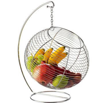 Corbeille à fruits boule suspendue avec support