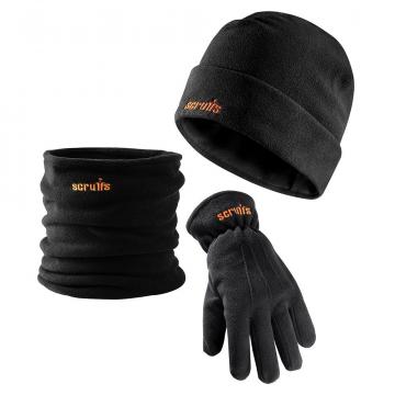 Ensemble de Travail  Noir Gants Bonnet Tour de cou