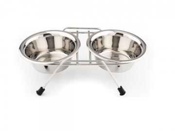 Gamelle double en inox et support   D 11 cm