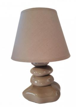 Lampe de Table / Chevet Galets et abat jour Taupe
