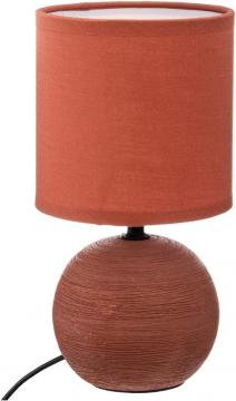 Lampe en céramique Pied Boule striée Rouge Terracotta