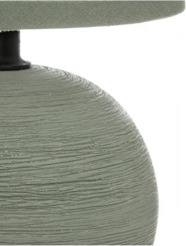 Lampe-en-Céramique-Pied-Boule-striée-Vert-Kaki-H24.5cm
