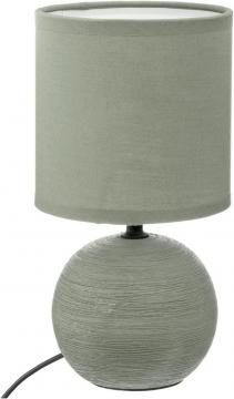 Lampe-en-Céramique-Pied-Boule-striée-Vert-Kaki-H24.5cm