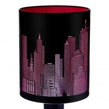 Lampe New York Rose Noire   Cylindrique Métal Tactile 3 Intensités  Déco 