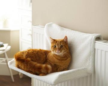 Lit / Hamac de radiateur pour chat  Gris et blanc