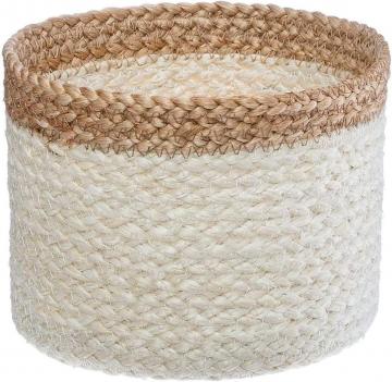 Lot de 3 Paniers Seagrass Naturel et Blanc H 14 H 12 et H 10 cm