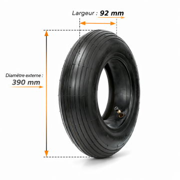 Pneu brouette 3.50-8 + chambre a air 4PR