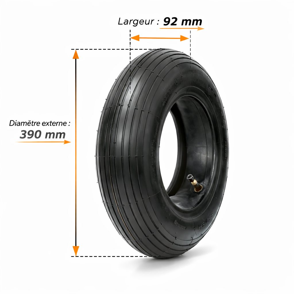 Pneu Brouette / Chariot 3.50-8 V5501 4PR + Chambre à air Max 180 kg