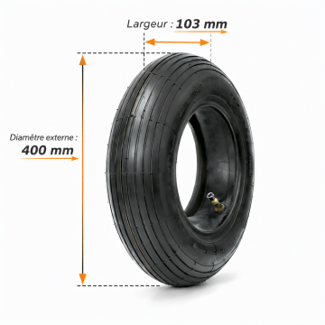 Pneu brouette 4.80-4.00-8 + chambre a air 2PR