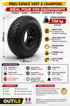 Pneu chariot 3.00-4 V6605 + chambre a air