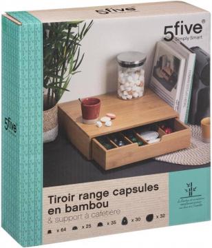 Porte capsules 1 tiroir Bambou